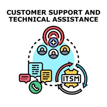 Customer support technical assistance service management system Stock Illustration