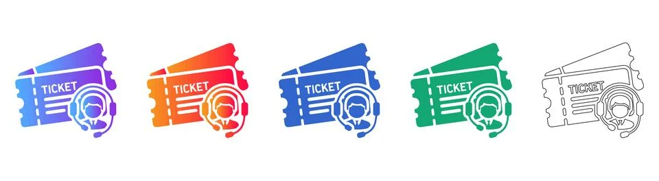 Customer Support Ticket Icon Set Stock Illustration