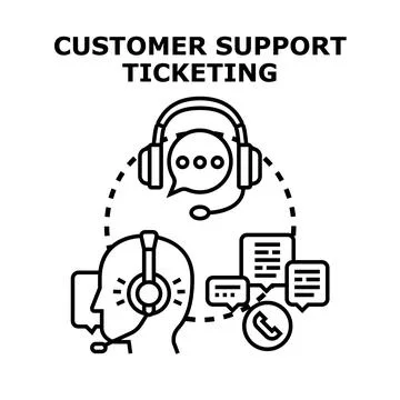 Customer support ticketing service management concept Stock Illustration