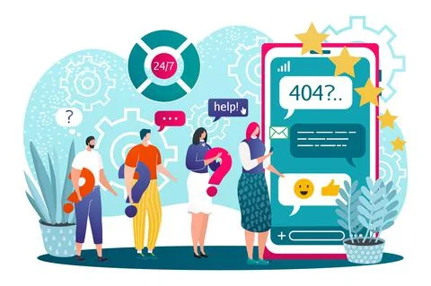 Customer support, vector illustration. Online service technology for client Stock Illustration