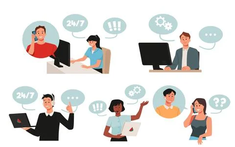 Customer support vector illustration set イラスト素材