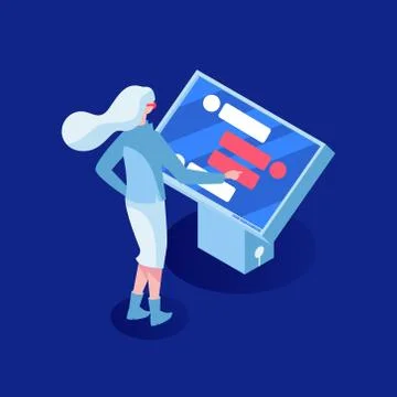 Customer support vector isometric illustration. Artificial intelligence. Young Stock Illustration