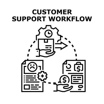 Customer support workflow improving client service experience 스톡 일러스트
