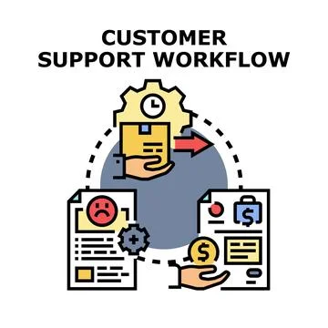 Customer support workflow improving client service experience Illustrazione stock