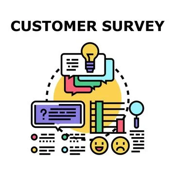 Customer survey form collecting feedback and analyzing data Stock Illustration