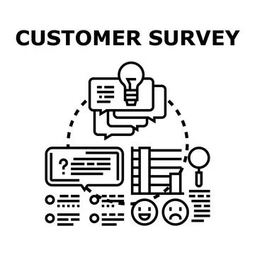 Customer survey form collecting feedback and analyzing data Stock Illustration