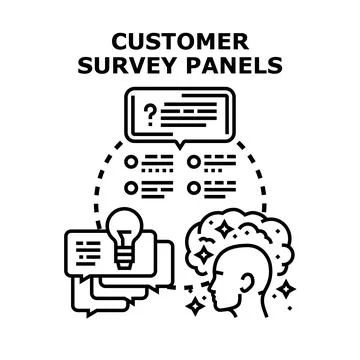 Customer survey panels collecting feedback and ideas Stock Illustration