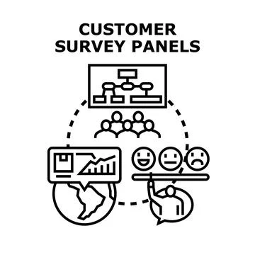Customer survey panels gathering global feedback data Stock Illustration