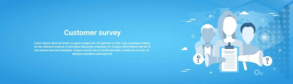 Customer Survey Web Horizontal Banner With Copy Space 库存插图