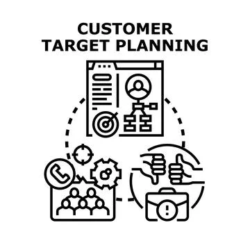 Customer target planning developing business strategy goals 스톡 일러스트