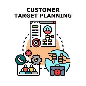 Customer target planning developing business strategy goals Stock Illustration