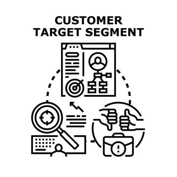 Customer target segment identification and analysis concept Stock Illustration