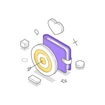 Customer Targeting And Secure Payment Method Isometric Vector Illustration .. Stock Illustration