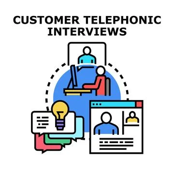 Customer telephonic interviews communication concept Stock Illustration