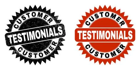 CUSTOMER TESTIMONIALS Black Rosette Stamp with Scratched Surface Illustrazione stock