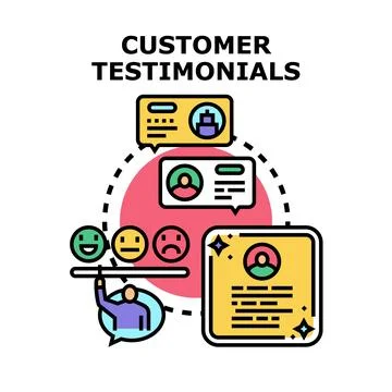 Customer testimonials process illustrating feedback and review Stock Illustration