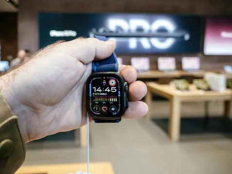 Customer Testing Apple Watch Ultra 2 Smartwatch Stock Photos