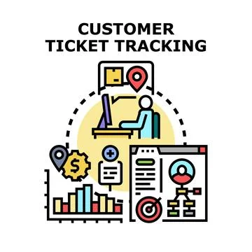 Customer ticket tracking process management operations 库存插图
