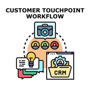 Customer touchpoint workflow engaging clients in a digital journey Stock Illustration