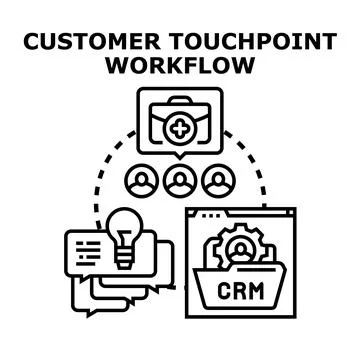 Customer touchpoint workflow engaging clients in a digital journey 스톡 일러스트