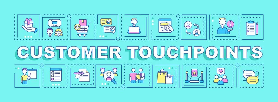 Customer touchpoints word concepts blue banner Illustrazione stock