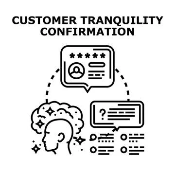 Customer tranquility confirmation creating user satisfaction Illustrazione stock