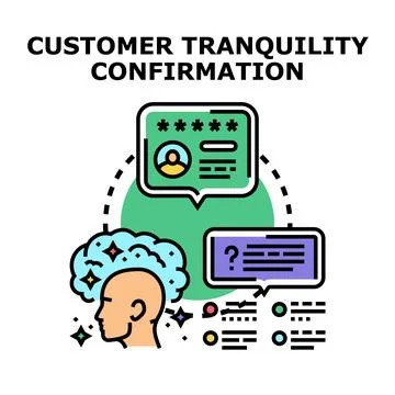 Customer tranquility confirmation creating user satisfaction Ilustración de archivo