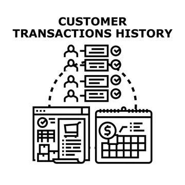 Customer transactions history tracking purchasing data Stock Illustration