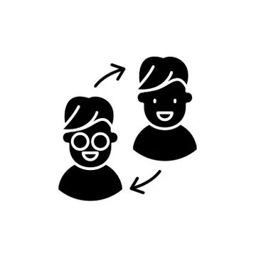 Customer transformation black icon, vector sign on isolated background. Customer Stock Illustration