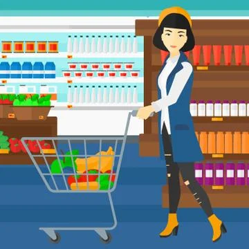 Customer with trolley Illustration