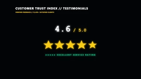 Customer Trust Index Report with Star Rating Visualization on Dark Background Stock Footage 343284803