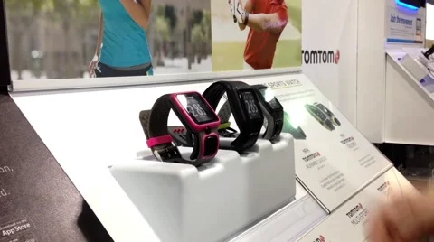 Customer trying new smart watch inside store Stock Footage 51362334