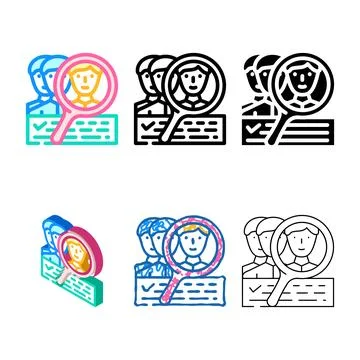 Customer types study kyc color icon vector Illustrazione stock