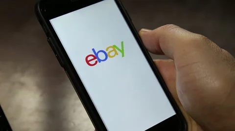 Customer using Ebay app for online shopping Stock Footage 46787330