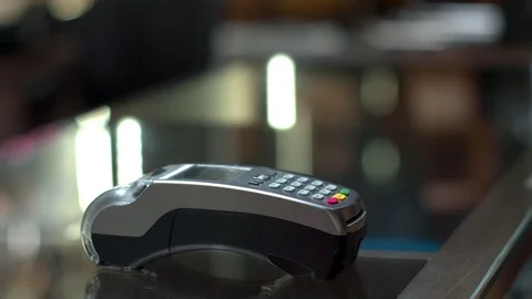 Customer using electronic wristwatch to payment with credit transaction Stock Footage 116522340