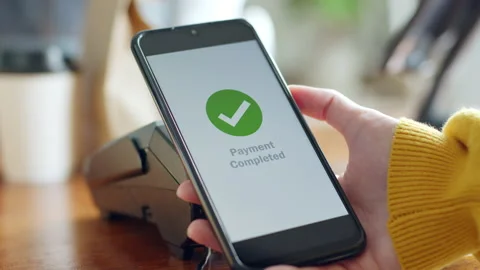 Customer using smartphone for NFC payment at cafe restaurant, cashless Stock Footage 196902311