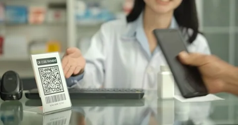 Customer using smartphone for scanning QR payment. Stock Footage 124232885