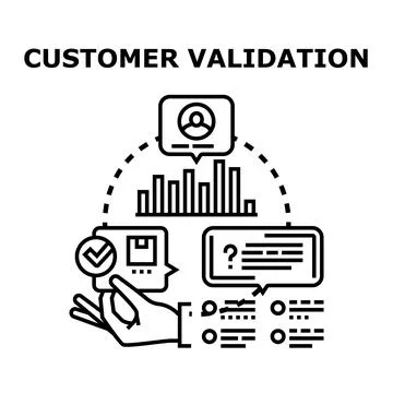 Customer validation process collecting user feedback and market data Stock Illustration