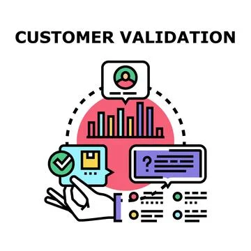 Customer validation process collecting user feedback and market data Stock Illustration