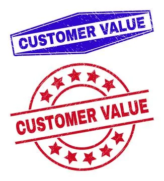 CUSTOMER VALUE Corroded Stamp Seals in Circle and Hexagonal Forms Stock Illustration