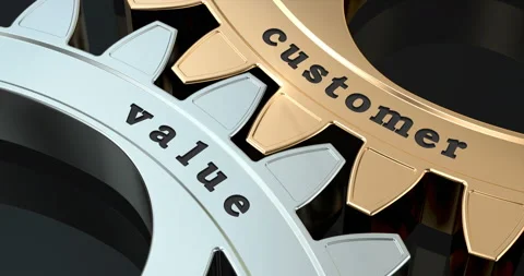 Customer Value gearwheels, 3D animation video Stock Footage 143877463