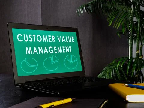 Customer value management CVM info in the laptop. Stock Photos