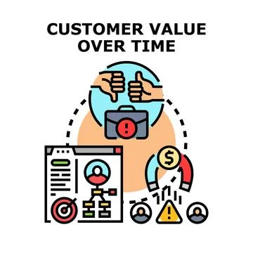 Customer value over time business concept illustration Ilustração Stock