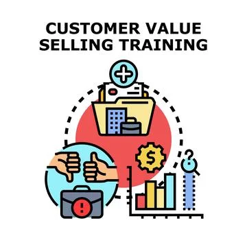 Customer value selling training program concept Illustrazione stock