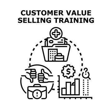 Customer value selling training program concept Stock Illustration