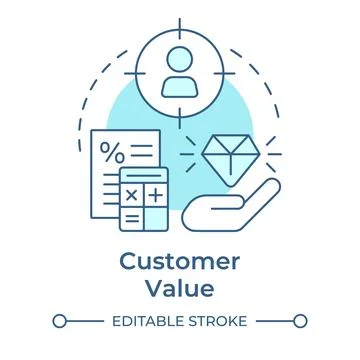 Customer value soft blue concept icon Stock Illustration
