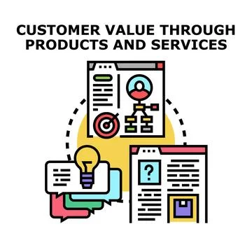 Customer value through products and services concept Stock Illustration