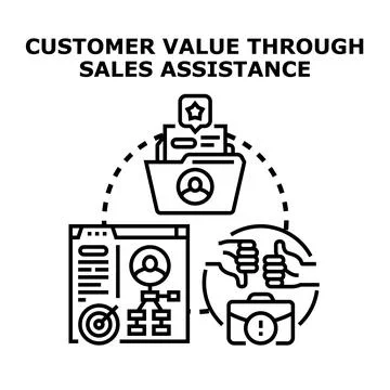 Customer value through sales assistance marketing concept Stock Illustration