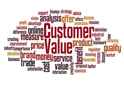 Customer value word cloud concept Stock Photos