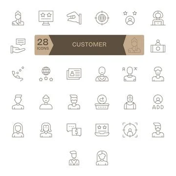 Customer Vector Icon Repository containing 32 Thin Line 256x256 Display Per.. Stock Illustration